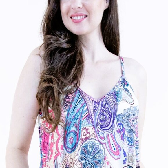 COPY - Women’s Bohemian Paisley print Sleeveless Maxi dress Beige pink NWT - Picture 6 of 6